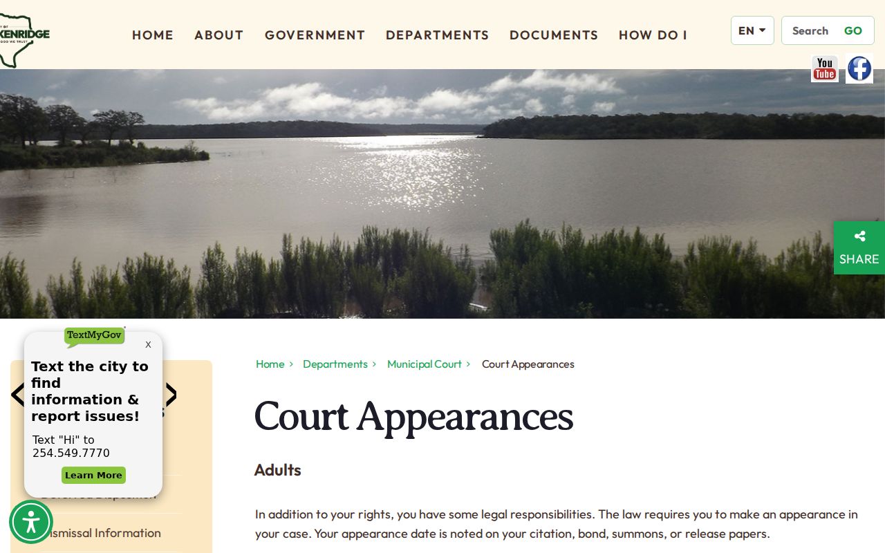 Stephens County bench warrant reference: Breckenridge Municipal Court appearance page