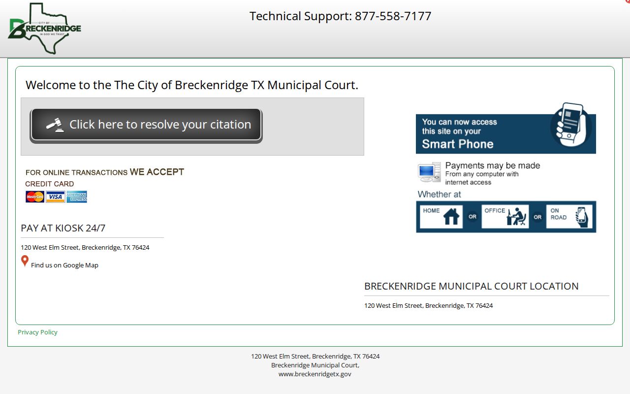 Stephens County traffic warrant reference: Breckenridge citation payment portal