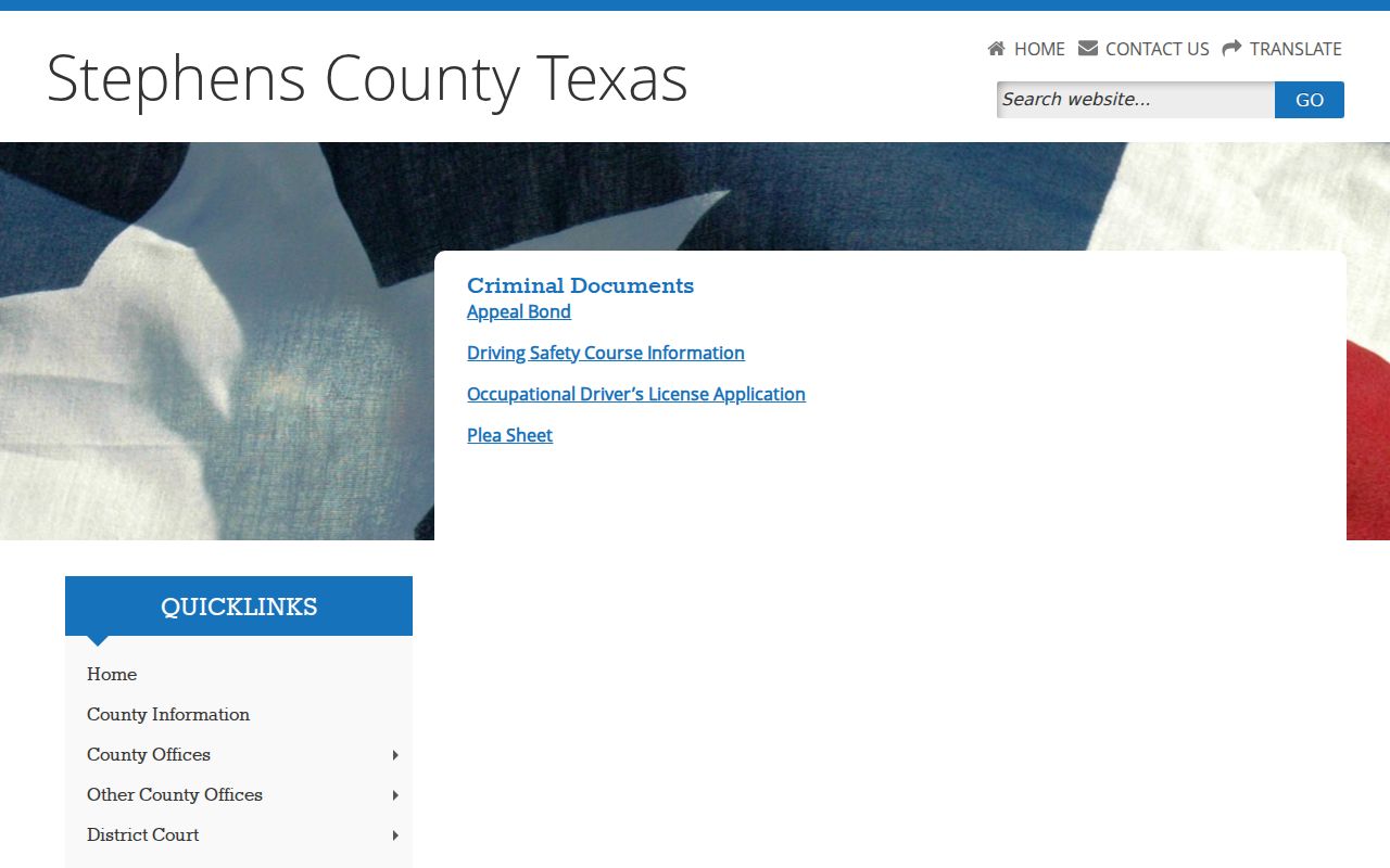 Stephens County traffic warrant reference: Justice Court criminal document index