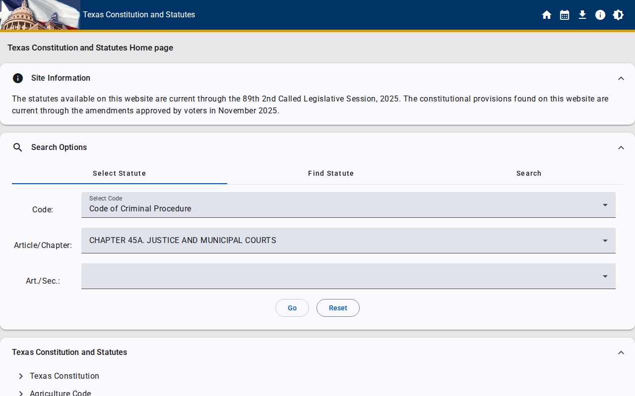 Stephens County bench warrant reference: Texas Chapter 45A capias text