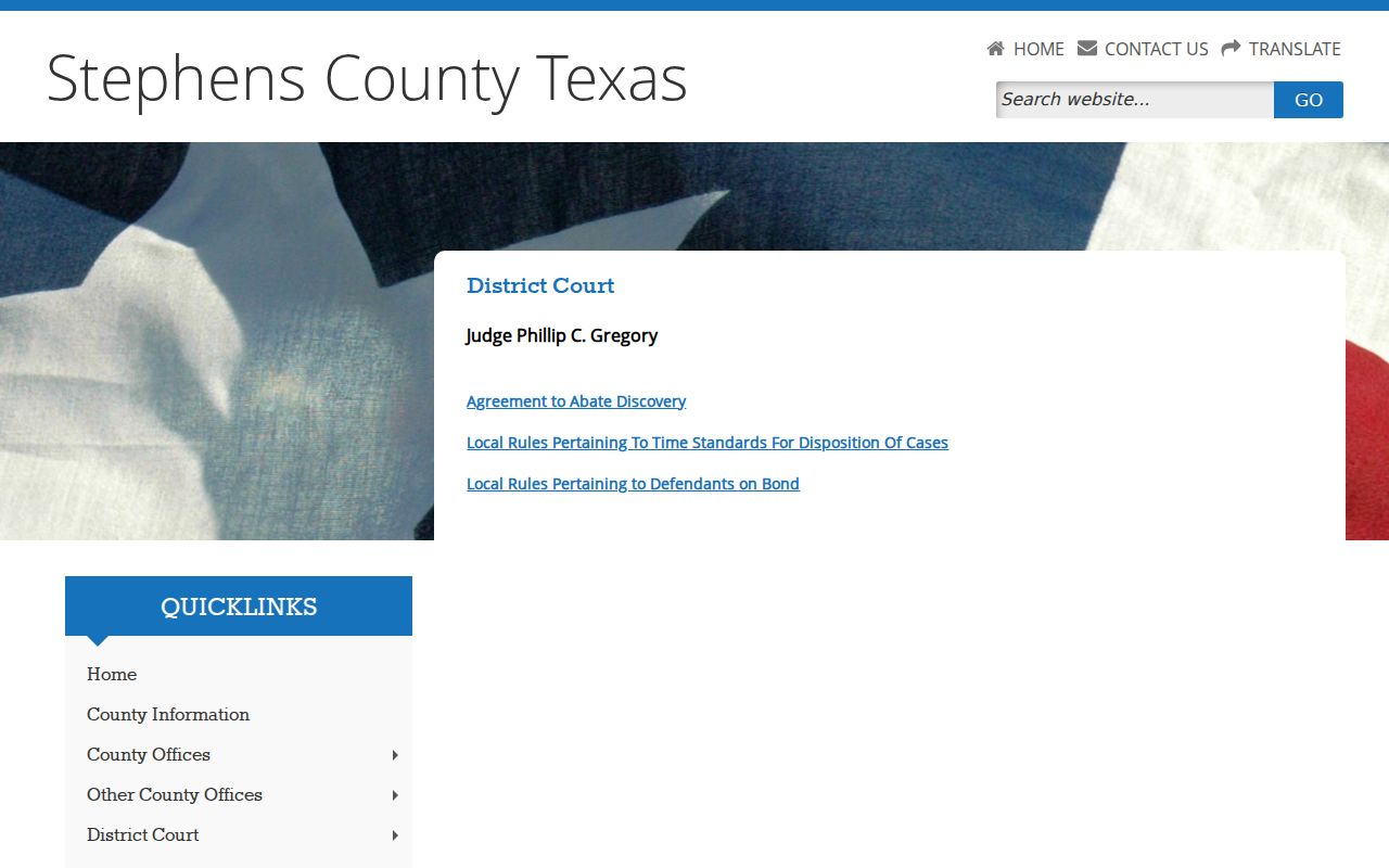 Stephens County warrant records reference: 90th District Court information