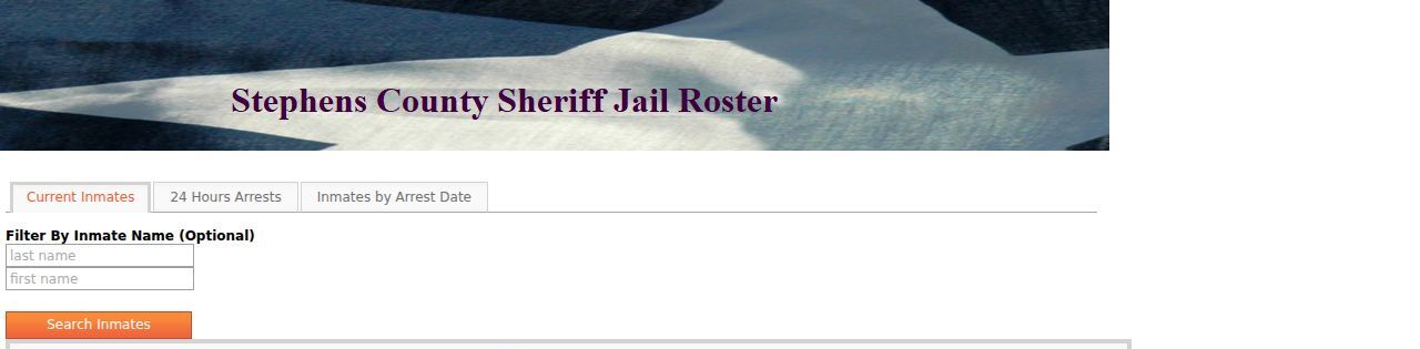Stephens County active warrant reference: custody roster search controls only